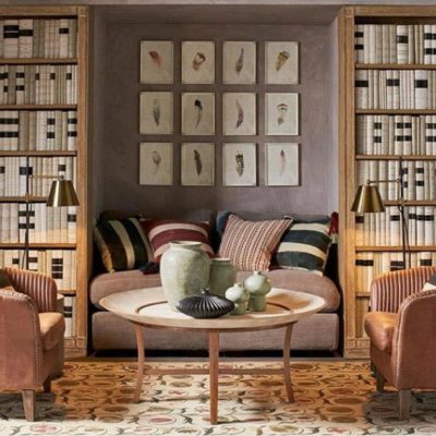 Faux bookcases living room
